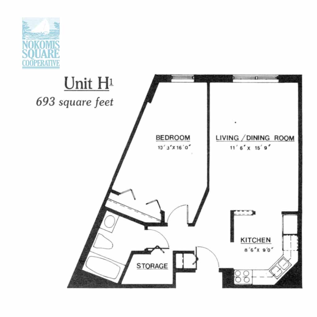 1 br Floorplan Unit H1 - Nokomis Square Senior Cooperative